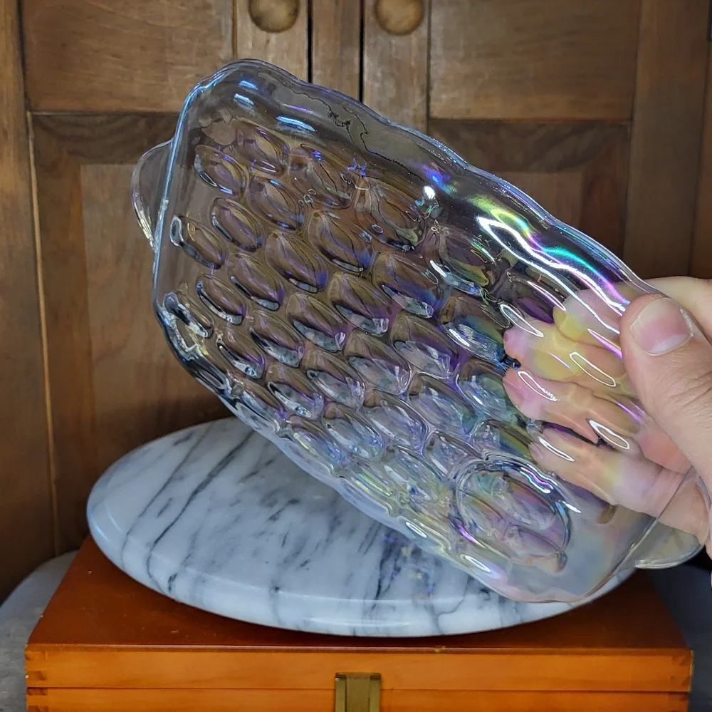 Carnival Glass Snack Tray Set - Picture 7 of 17